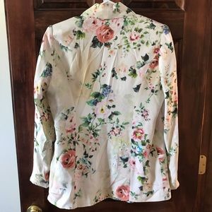 Floral print silk blazer size M
